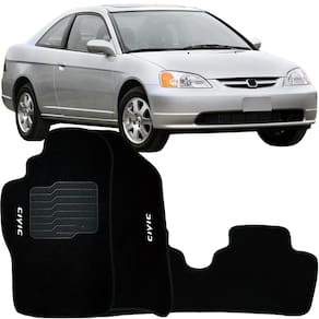 Jogo de Tapete Automotivo Carpete Civic 2001 à 2006 Soft Logo Bordado 3 Peças