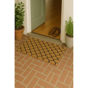 Capacho Retangular Fibra De Coco Base PVC 70x33cm - Escamas