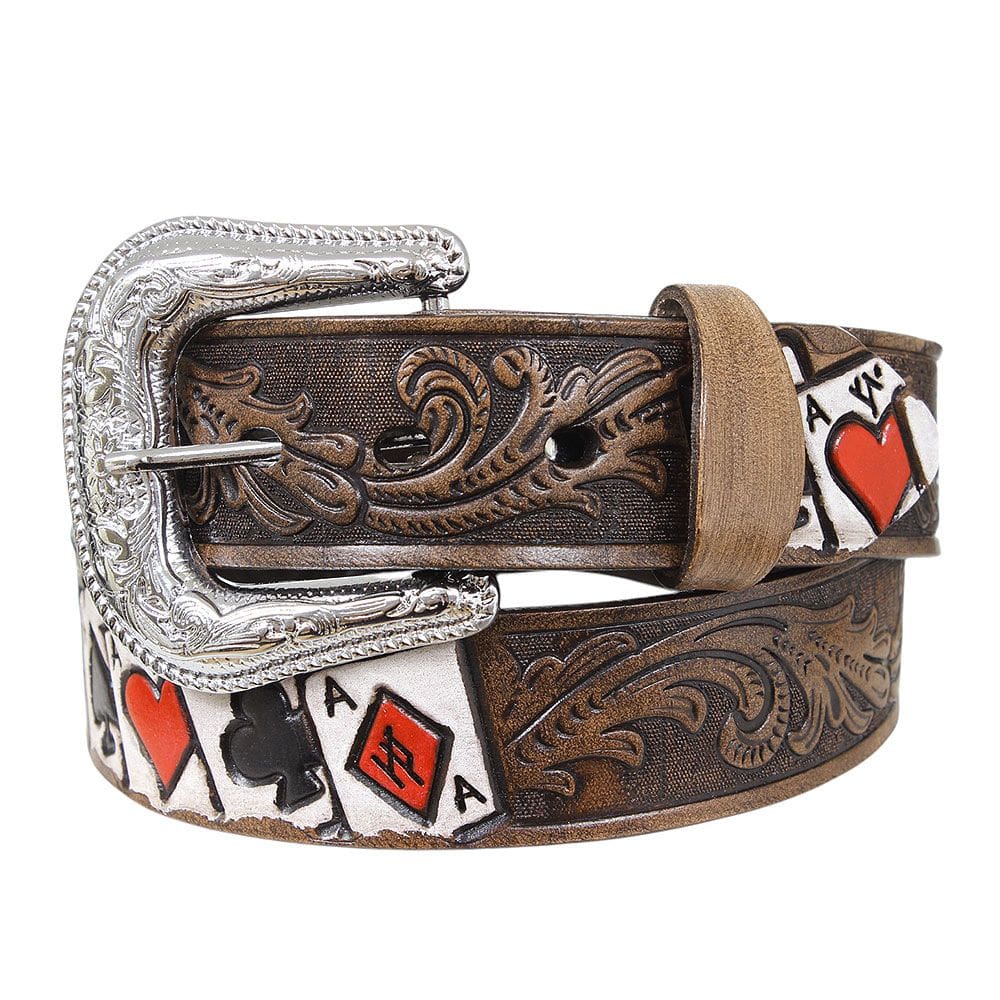 Cinto Masculino Bordado Baralho Marrom Cow Way 37625