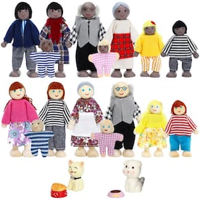 Conjunto familiar Dollhouse de madeira ONEST 20 peças com acessórios