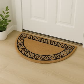 Capacho Meia Lua Fibra De Coco Base PVC 60x33cm - Moldura