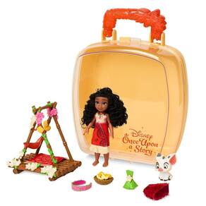 Mini conjunto de brinquedos para bonecas Disney Store Princess Moana 13 cm com acessórios
