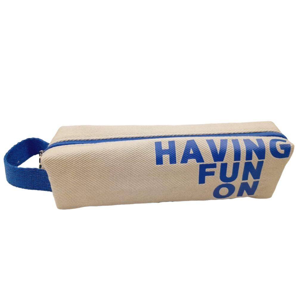 Estojo Multiúso C/Alça Having Fun 25Cm - Cinza - Quanhe