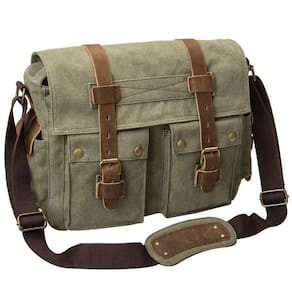 Bolsa para câmera peacechaos Canvas Leather DSLR SLR Army Green