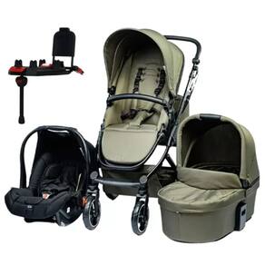 Kit Carrinho Moisés COMO 4 com Bebê Conforto + Bolsa Olive (Verde) e Base - ABC Design