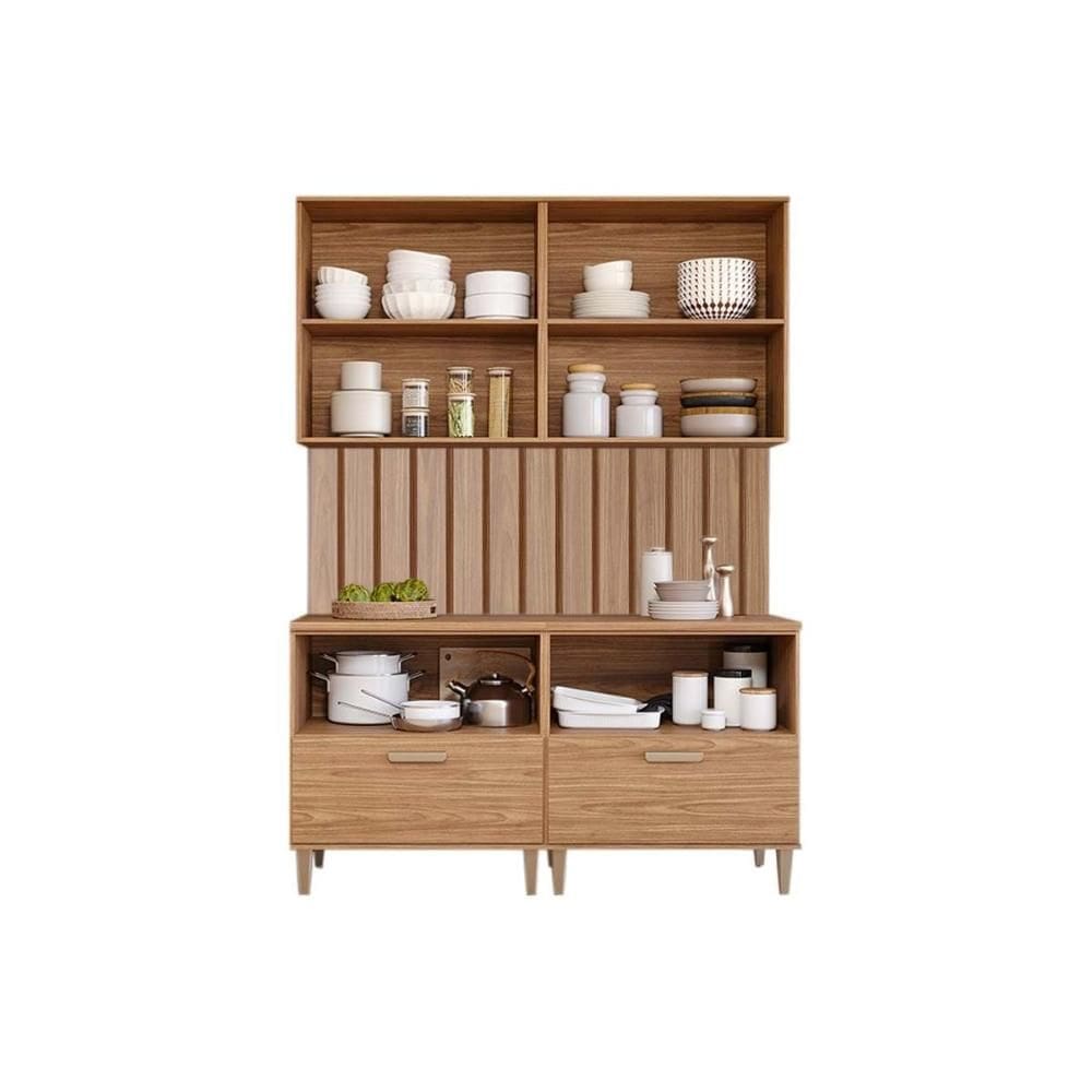 Cozinha Modulada MGM Bella 6 Peças s/ Portas (2Aéreos+2Balcões+2Complementos) C6P81 Freijo-MGM