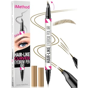 Caneta de sobrancelha iMethod Curved Tip com ponta de pincel precisa, marrom claro