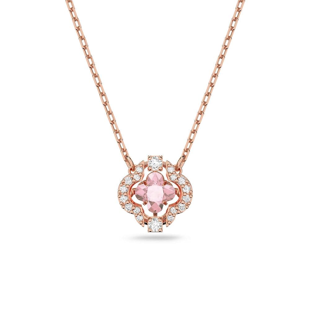 Colar Swarovski Una Clover com cristais rosa e brancos