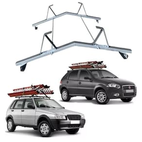 Rack de teto Porta Escada100kg Furar Todos Carros Van PRATA