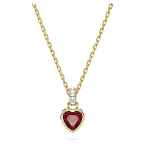 Colar Swarovski Chroma Pendant Heart Red Crystal Dourado