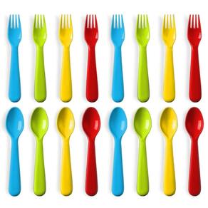 Conjunto de utensílios Plaskidy 16 peças de plástico para crianças sem BPA