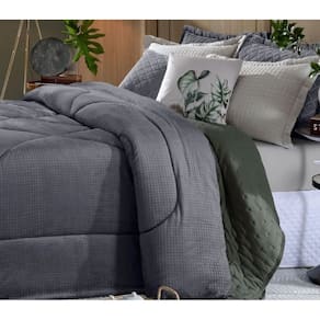 Edredom Dupla Face De Plush Lugano Casal 220x235cm - Ardosia