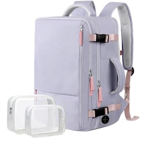 Mochila de viagem com alças para mulheres à prova d`água 35L roxa