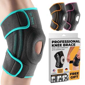 Joelheira DR. BRACE ELITE com estabilizadores laterais e almofadas de gel