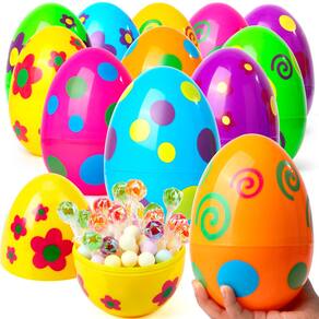 Ovos de Páscoa impressos JOYIN em plástico jumbo de 6 polegadas, 12 unidades