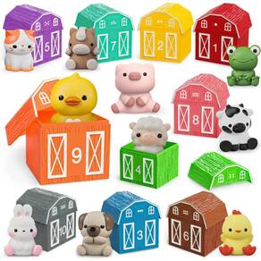 Brinquedo didático Letapapa de 1 a 3 anos com 10 animais de fazenda e 10 celeiros