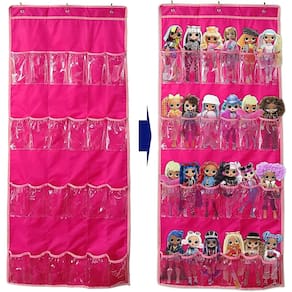 Organizador de armazenamento de brinquedos suspenso LINPOPUP 24 bolsos Deeppink