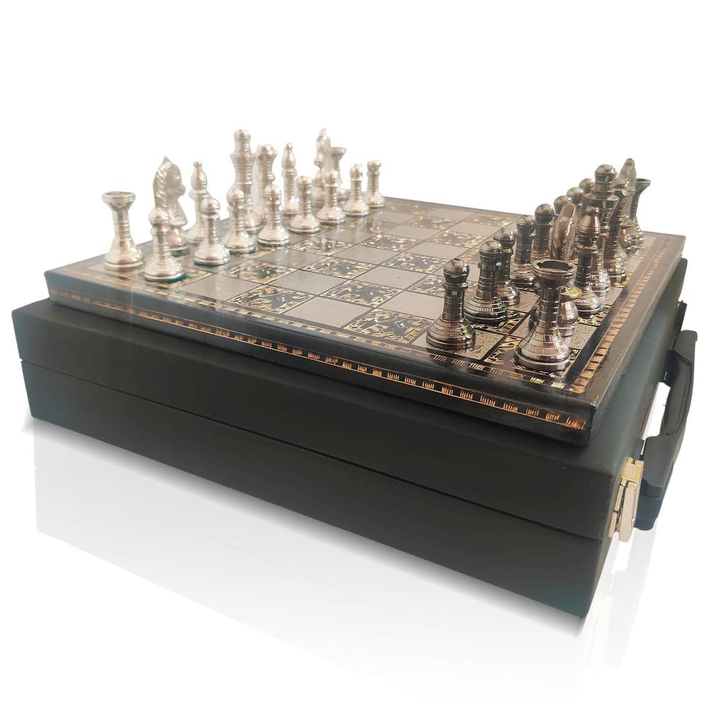 Conjunto de jogos de tabuleiro de xadrez Blessings Decor Collectible Brass