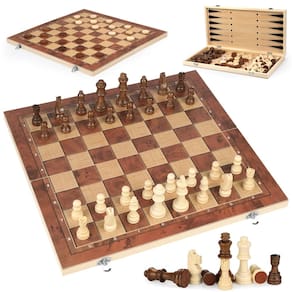 Conjunto de jogos de tabuleiro Chess Checkers Backgammon 3 em 1 Chdousha