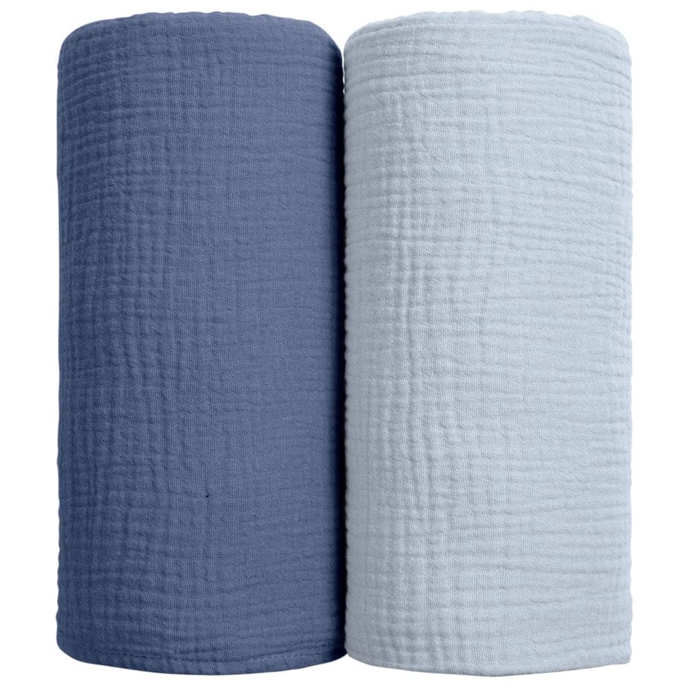 Cobertor de musselina Lulumoon Baby Cotton, pacote com 2 unidades, azul marinho