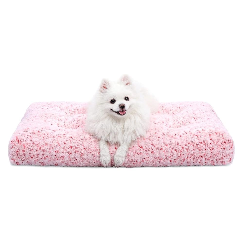 Cama para cães KSIIA, almofada de pelúcia de luxo lavável para cães, rosa