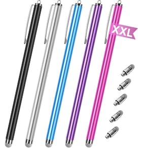 Canetas Stylus GUUGEI, pacote com 5, corpo de caneta longo para telas sensíveis ao toque