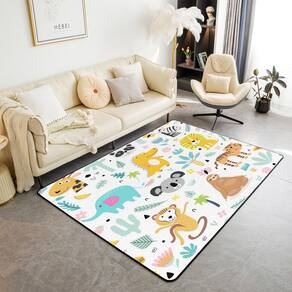 Tapete Area Koala Kids Cute Sloth Dinosaur 100x150cm de flanela