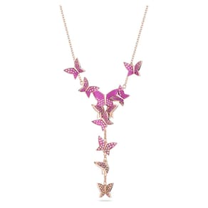 Colar Swarovski Lilia Colar em Y com motivos de borboleta rosa