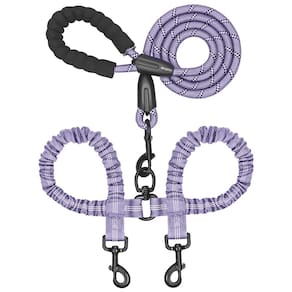 Coleira dupla para cães iYOShop giratória de 360° com elástico de absorção de choque