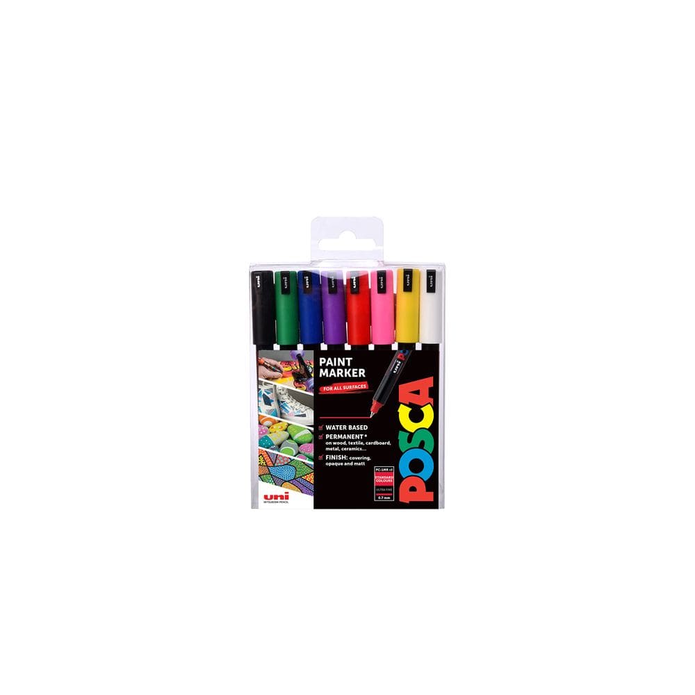 Marcador de pintura Posca PC-1MR Ultra Fine Tip, conjunto de 8 cores