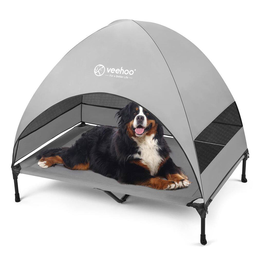 Cama de cachorro ao ar livre Veehoo com refrigeração de dossel para cães grandes