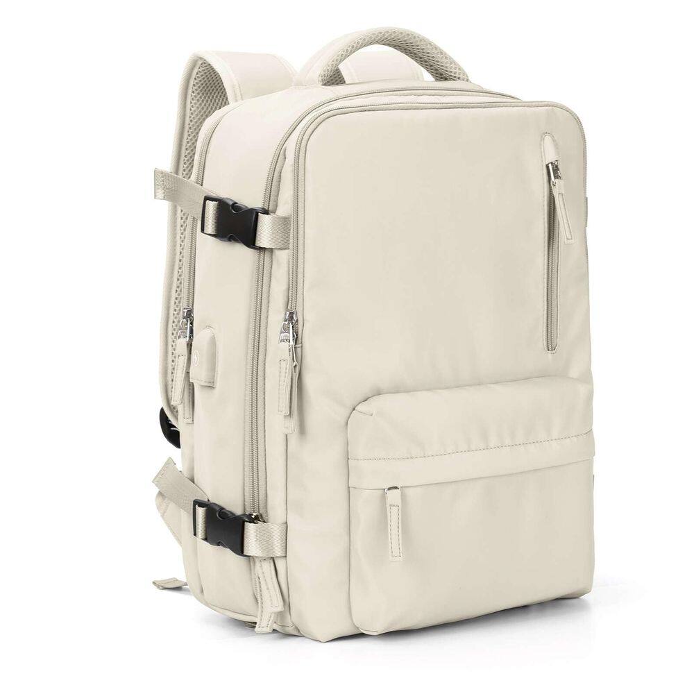 Mochila de viagem VGCUB Large 40L para mulheres e homens, laptop de 17", bege