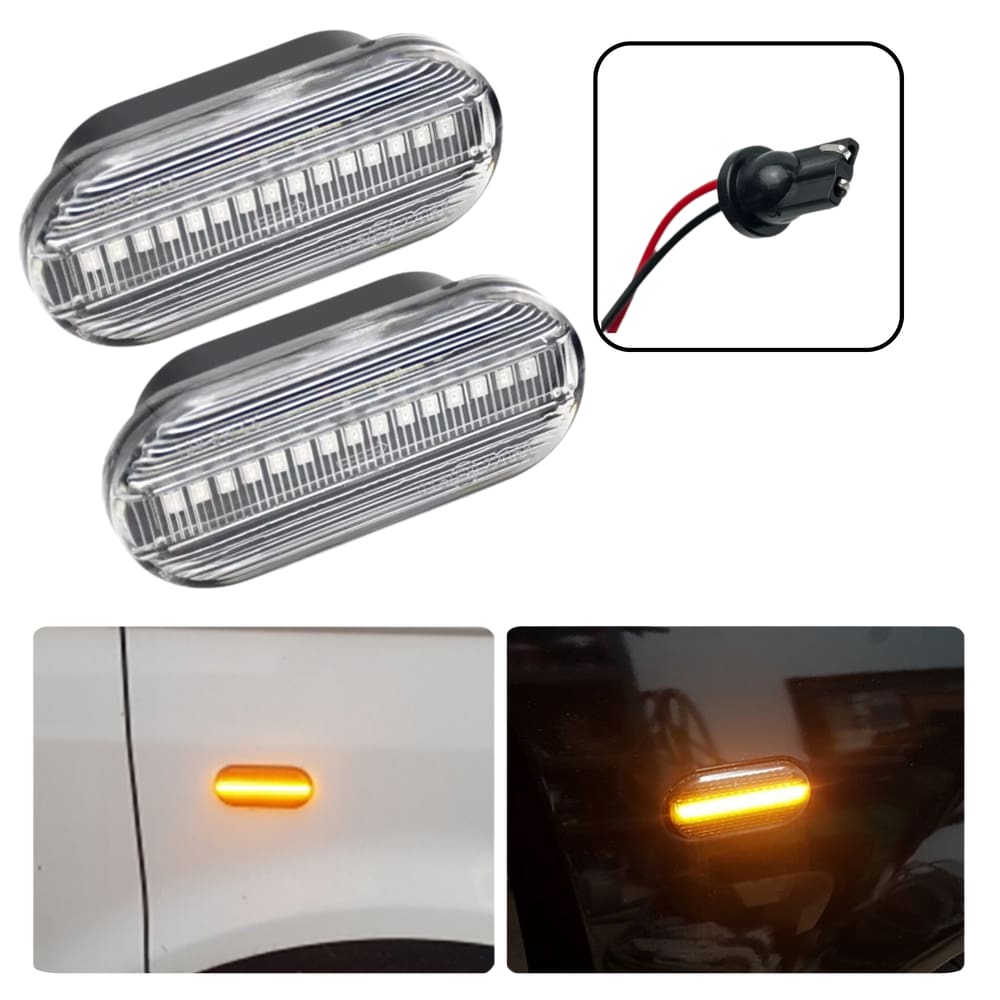 Pisca Led Lateral Sequencial Transparente Renault Clio Oroch