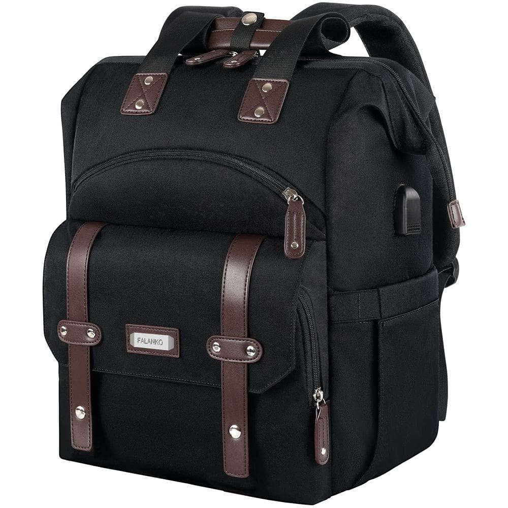 Mochila para laptop FALANKO para mulheres 17,3" com porta USB preta