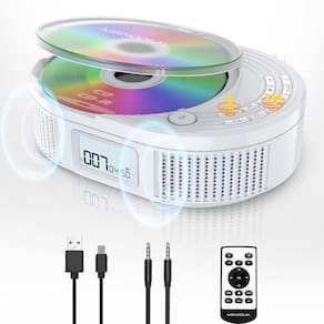 Leitor de CD portátil MONODEAL Boombox com Bluetooth e rádio FM