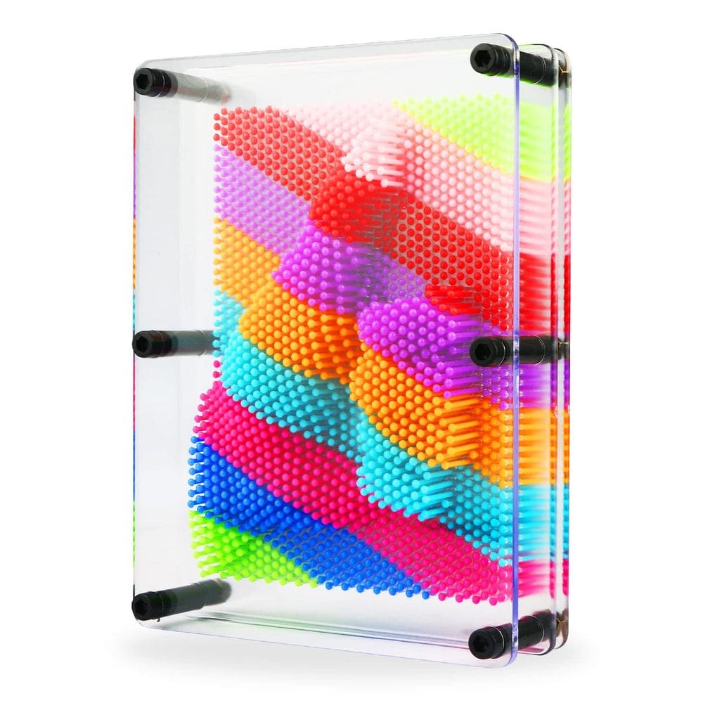 Brinquedo Pin Art RLINGX 3D, tamanho grande, 15 cm x 20 cm, arco-íris de plástico