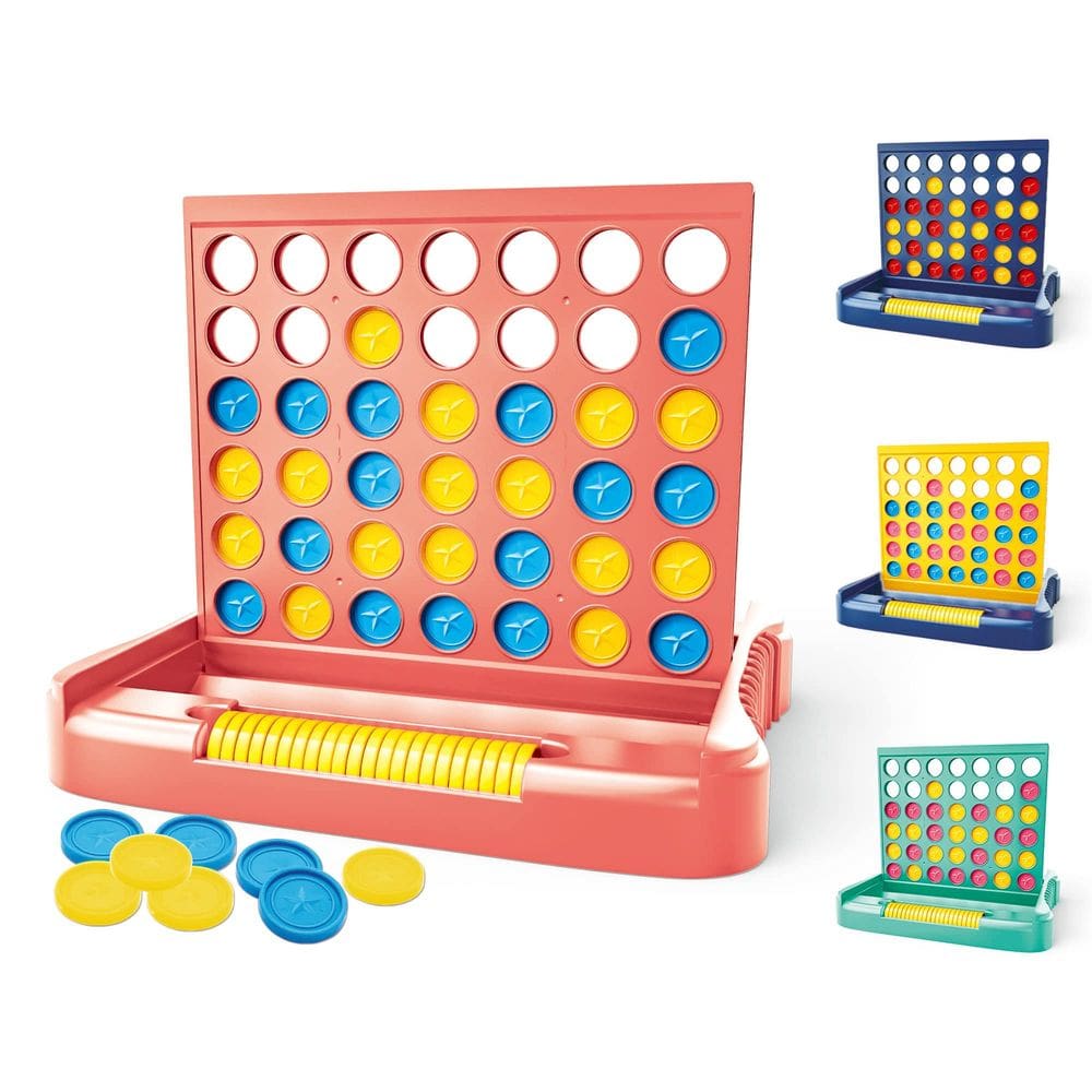 Jogo de tabuleiro Pup Go 4 in a Row com 6 discos de reposição para crianças rosa