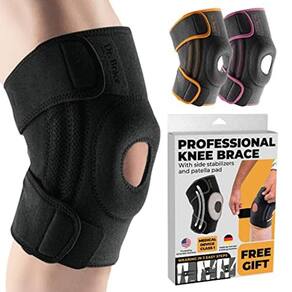 Joelheira DR. BRACE ELITE com estabilizadores laterais e almofadas de gel