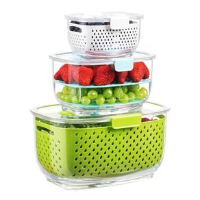 Recipientes de armazenamento LUXEAR Fresh Produce, conjunto de 3 peças, verde
