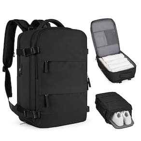 Mochila de viagem coofay grande impermeável para mulheres/homens preta