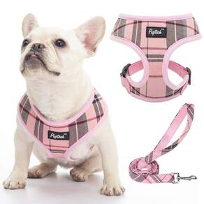 Conjunto de arnês e coleira para cães, colete confortável de malha macia PUPTECK