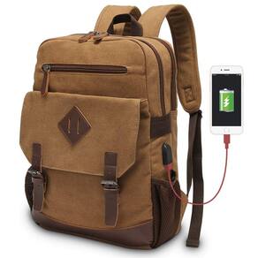 Mochila de lona Modoker Vintage Mocksack 15.6" para laptop marrom