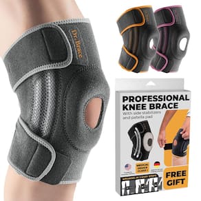 Joelheira DR. BRACE ELITE com estabilizadores laterais e almofadas de gel