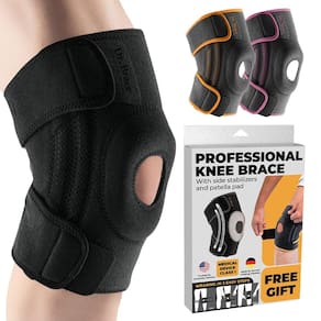 Joelheira DR. BRACE ELITE com estabilizadores laterais e almofadas de gel