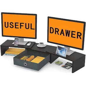 Monitor Stand Riser WESTREE Dual com gaveta ajustável