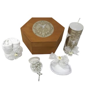 Conjunto de velas de batismo católico Arcángeles Mexicanos com caixa e toalha