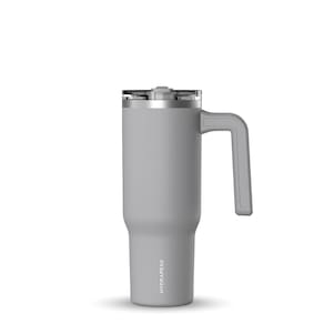 Copo Hydrapeak Voyager 950 ml com alça e tampa de palha cinza