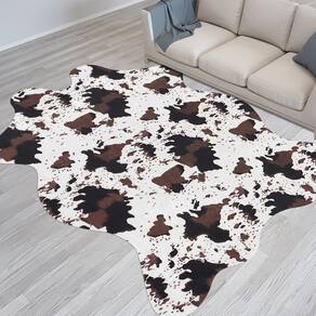 Tapete Fixseed Faux Cowhide 140 x 160 cm com estampa de vaca antiderrapante
