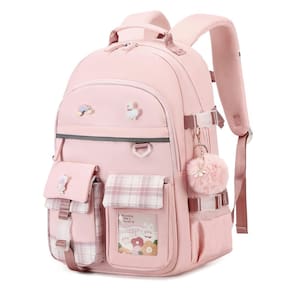 Mochila escolar KIDNUO para meninas, laptop de 15,6", rosa