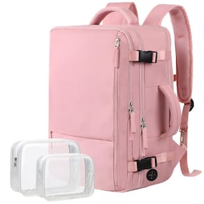Mochila de viagem com alças para mulheres à prova d`água 35L 17,3" rosa